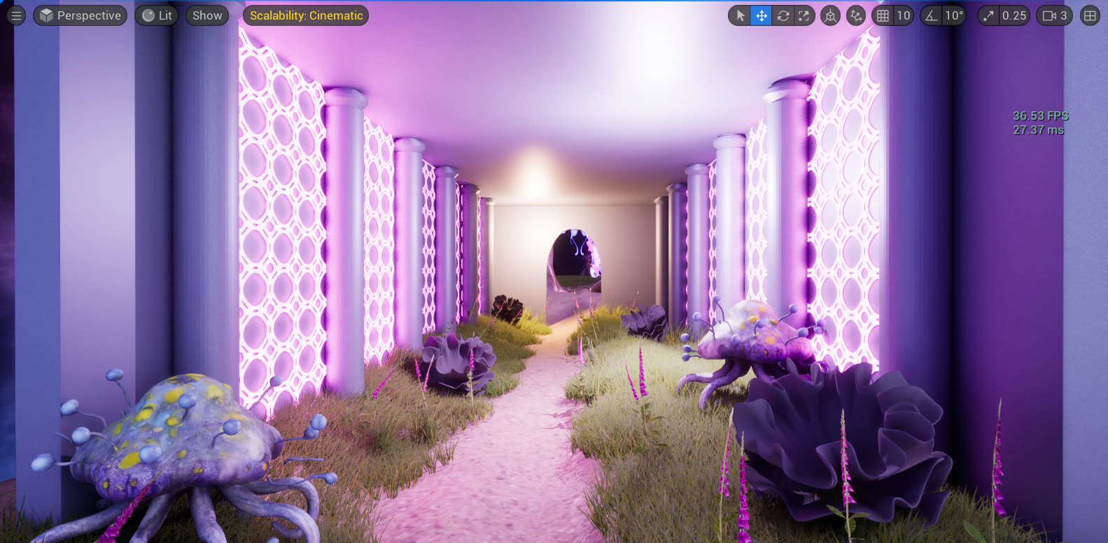 Bio-organic corridor viewport render