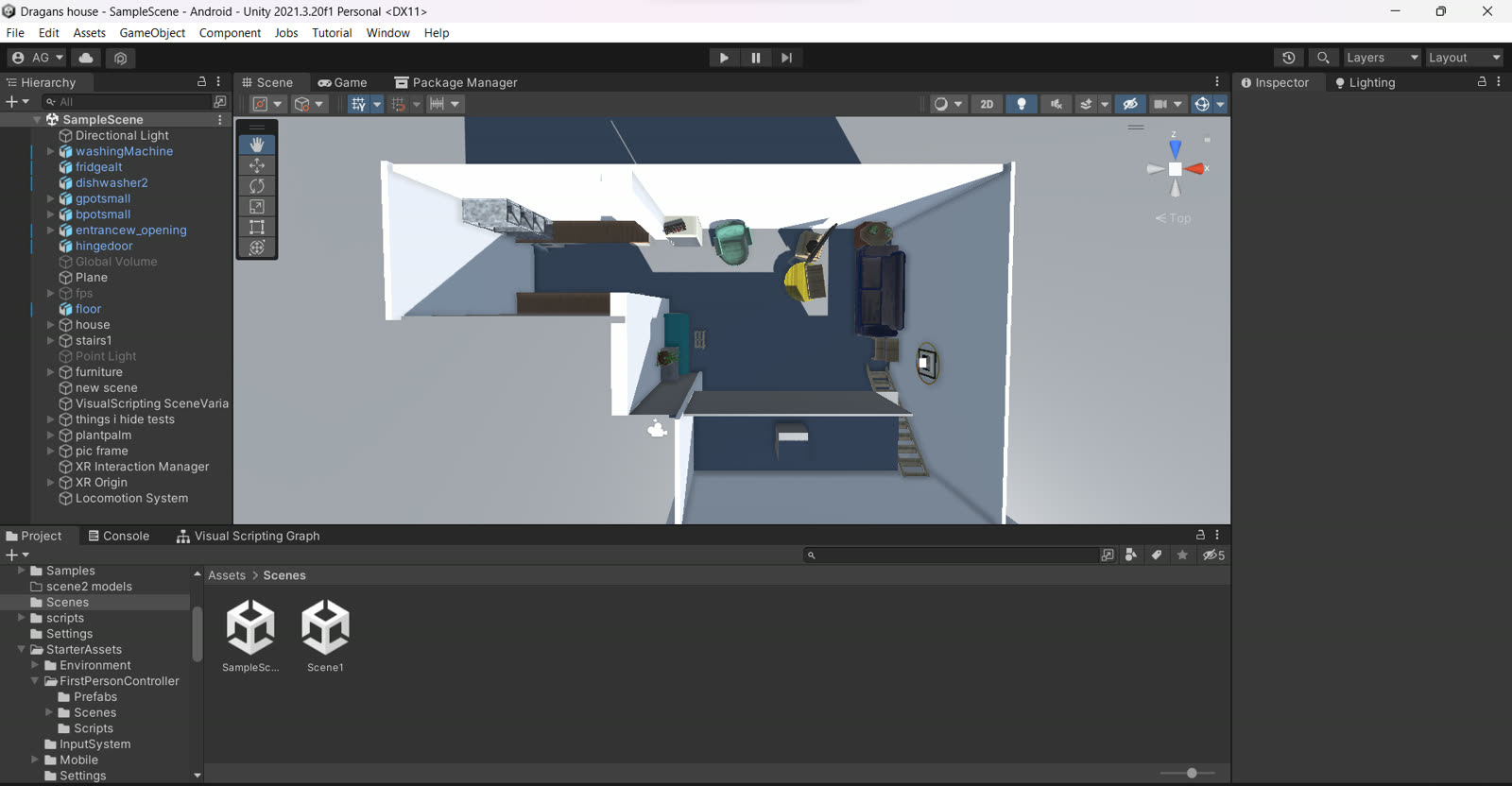 Unity editor view of the VR environment build